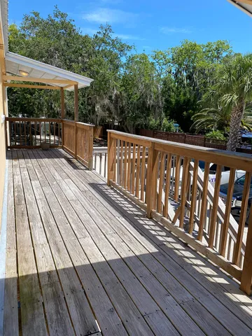 a view of a wooden deck