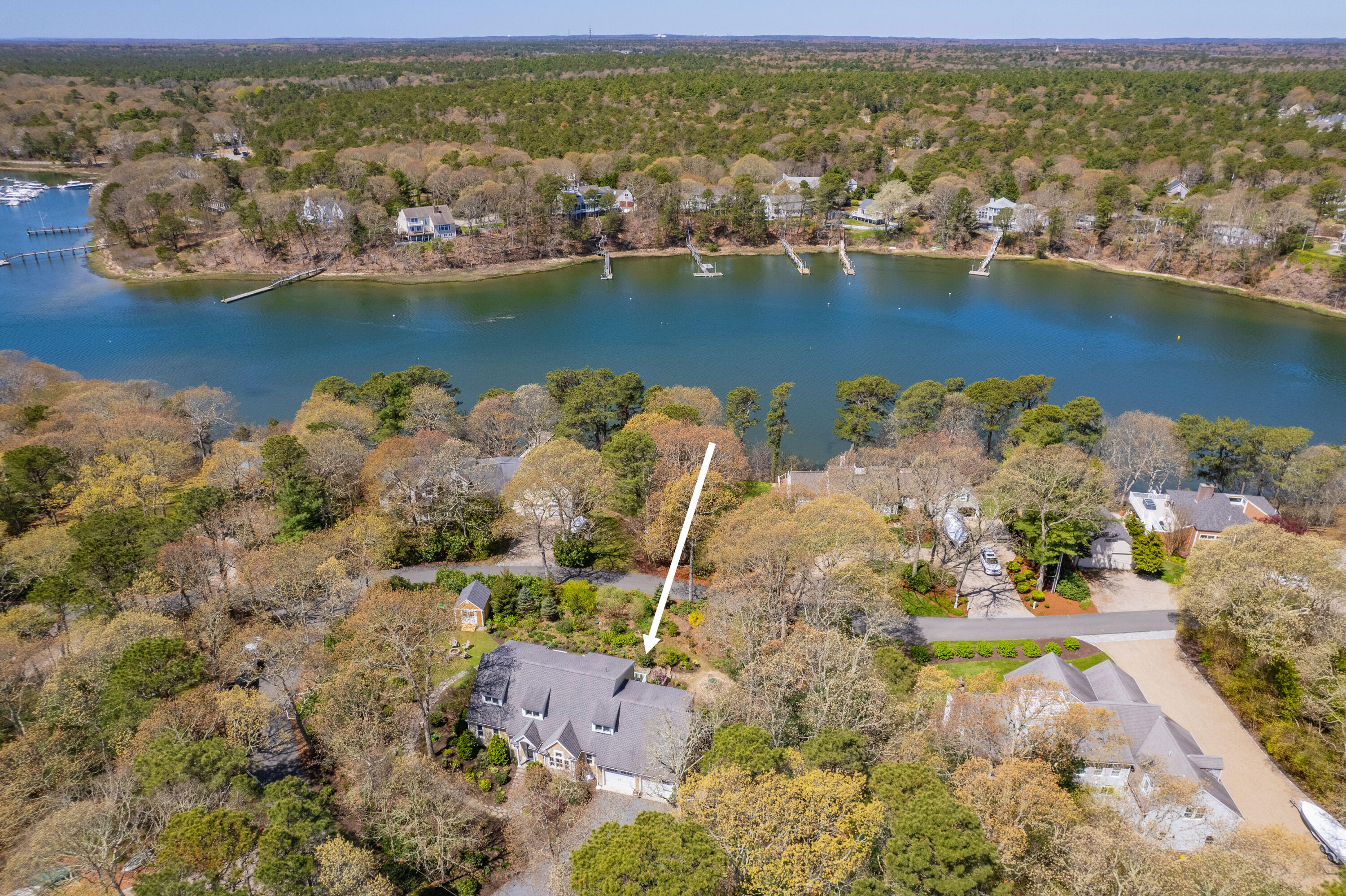110 Clamshell Cove Road Cotuit, MA 02635 - Photo 43 of 56 an aerial view of ocean residential house with outdoor space