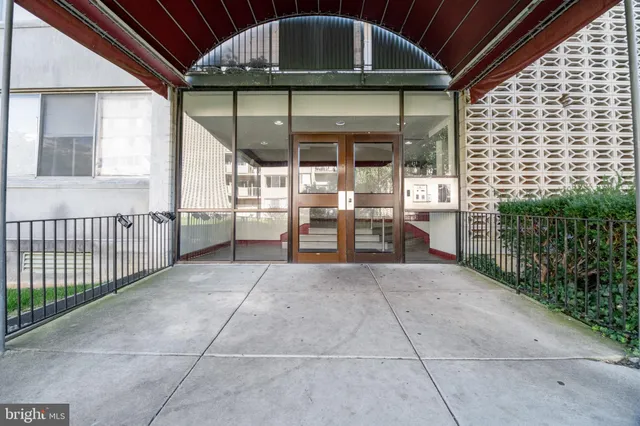 a view of a porch with seating space