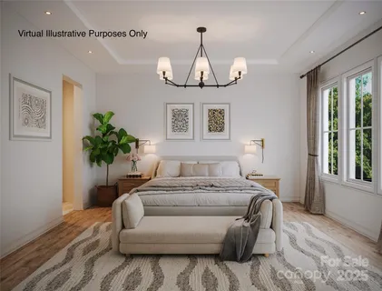 a living room with furniture chandelier and a window