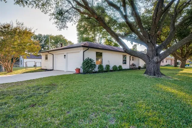 a white house that has a tree in front of it