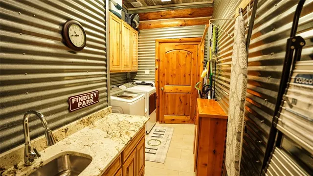 a view of swimming pool with seating space