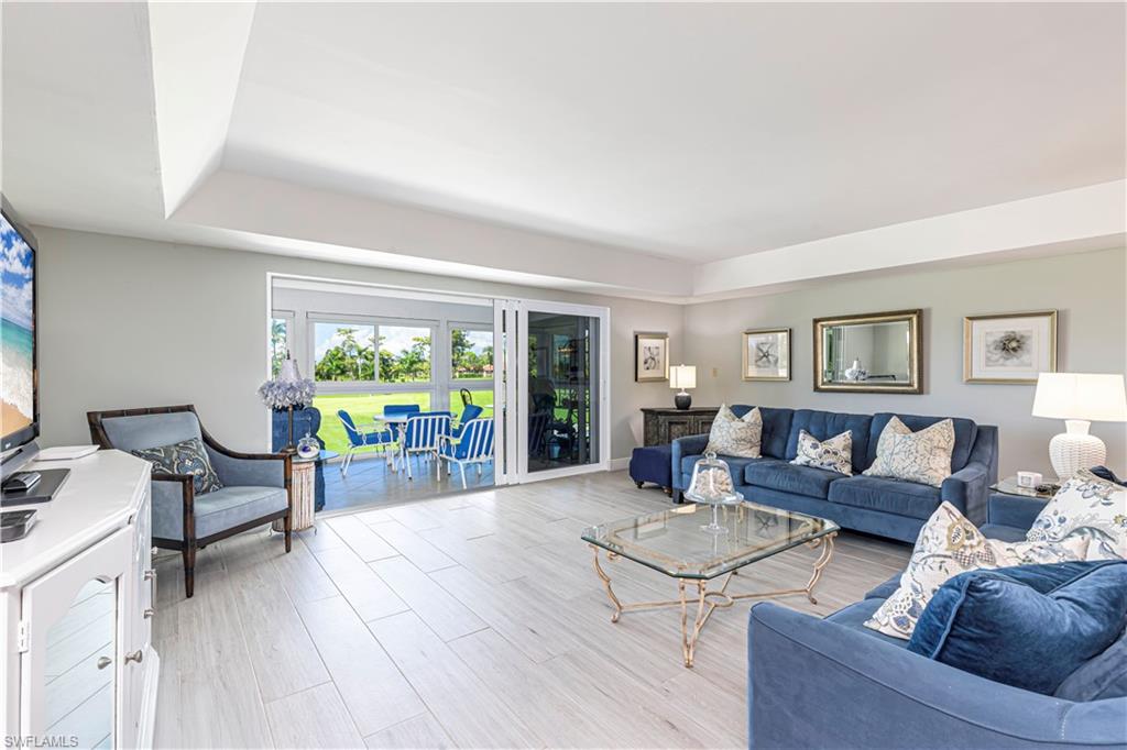 Living area with wood finished floors