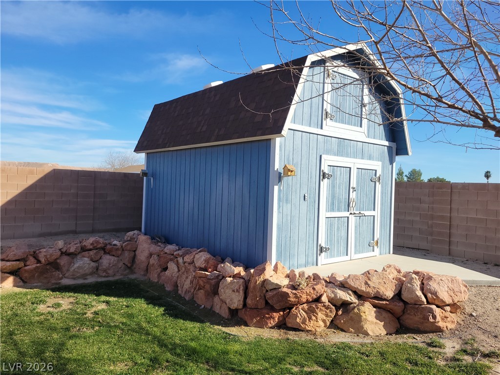 768 Weiser Ridge Street Overton, NV 89040 - Photo 28 of 37 View of shed featuring a fenced backyard