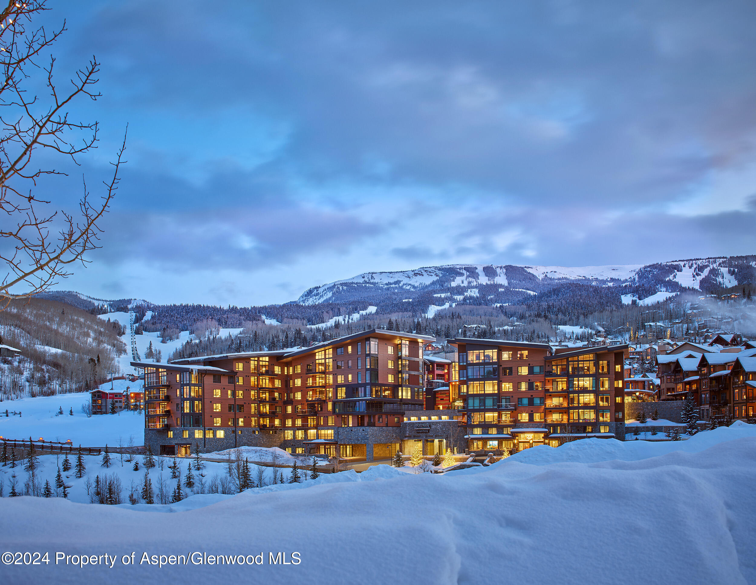 77 Wood Road, Unit 30605 Snowmass Village, CO 81615 - Photo 2 of 22 OS_Exterior_dusk_WEB_LOWRES_26585