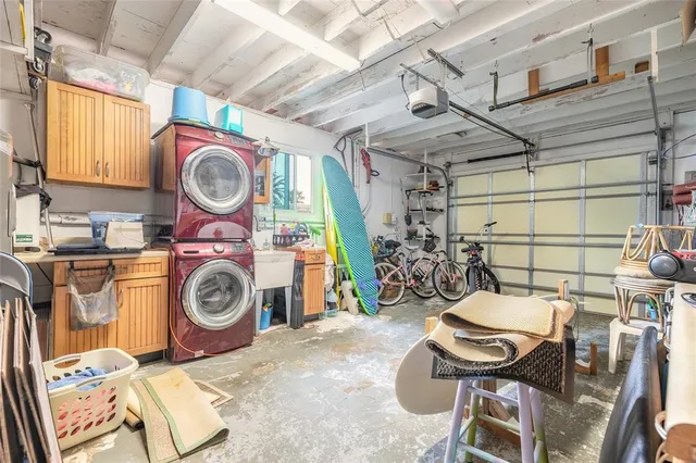 a view of a storage & utility room with stuff a sink