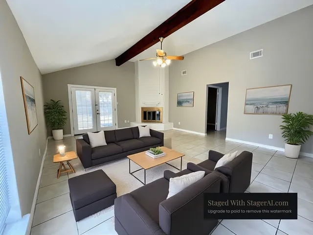 a living room with furniture