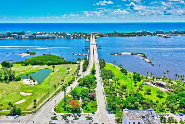 a view of a city with an ocean