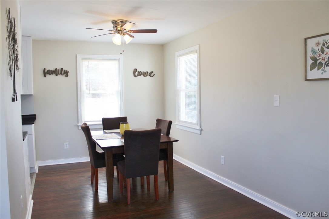 2711 Elora Road Richmond, VA 23223 - Photo 8 of 24 Dining area with hardwood floor, new ceiling fan,