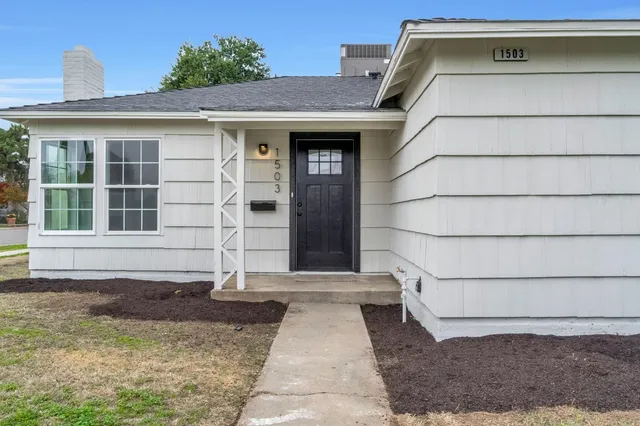 a house with white door
