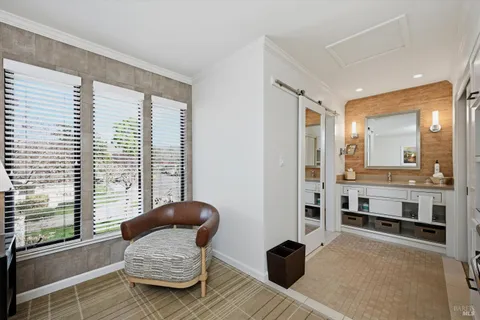 a room with furniture and windows