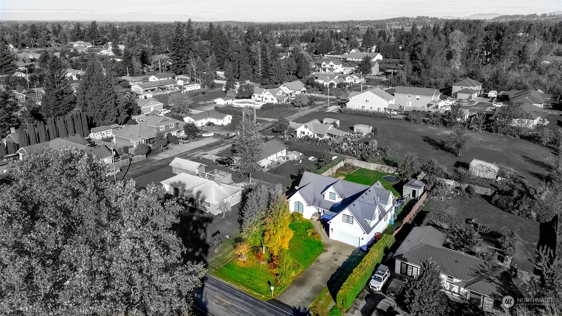 1355 McHugh Avenue Enumclaw, WA 98022 - Photo 33 of 35 an aerial view of residential houses with outdoor space