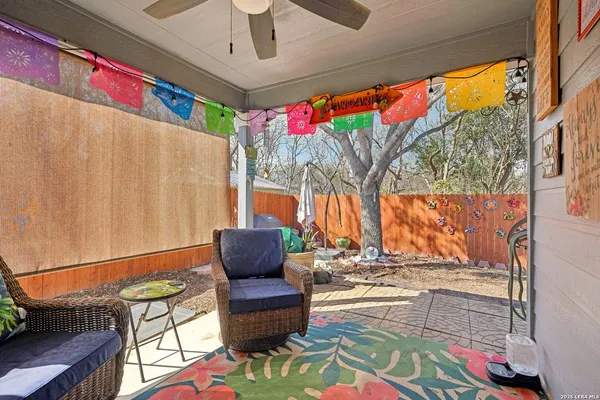 a outdoor living space with furniture and outdoor view