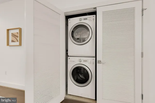 a utility room with dryer and washer