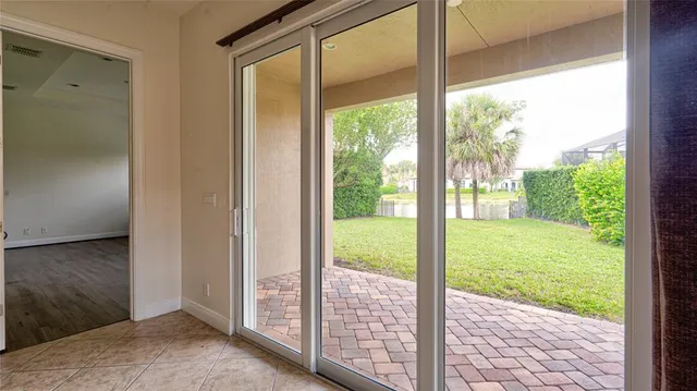 an aerial view of a house with a garden