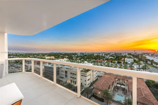 a view of a balcony with city view