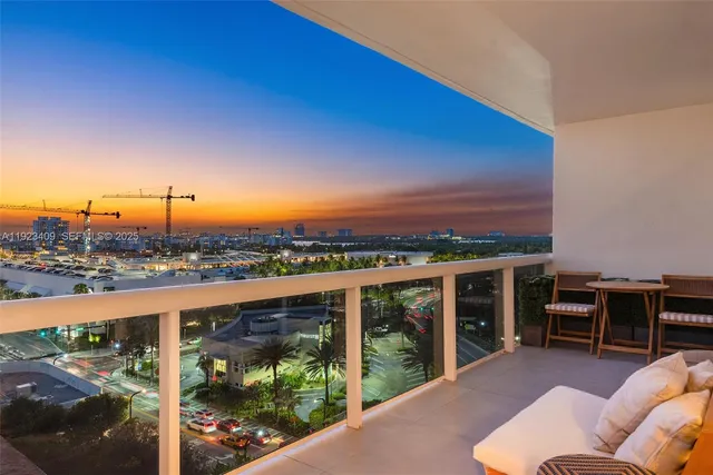 a view of a balcony with city view
