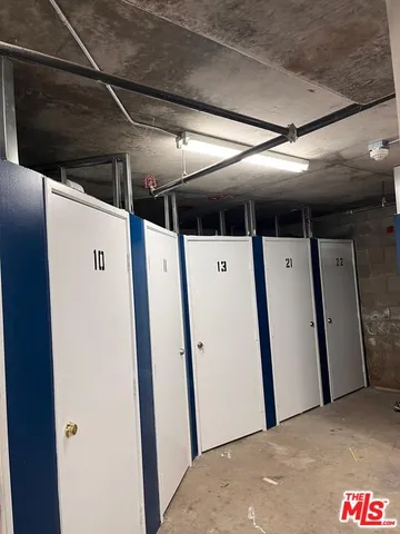 a view of a garage with furniture