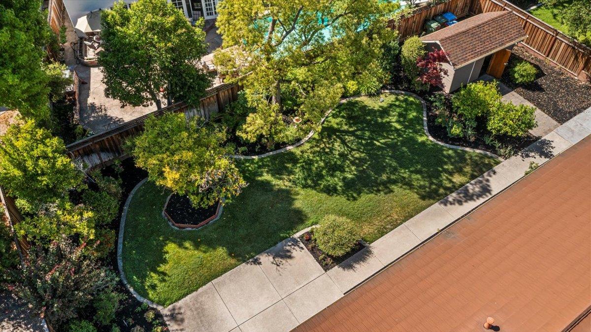 1816 Dry Creek Road San Jose, CA 95124 - Photo 32 of 37 an aerial view of a house with a yard and outdoor seating