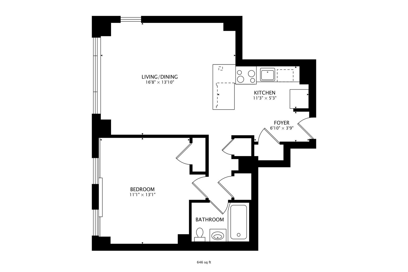 2909 North Sheridan Road, Unit 712 Chicago, IL 60657 - Photo 16 of 16 a picture of a floor plan