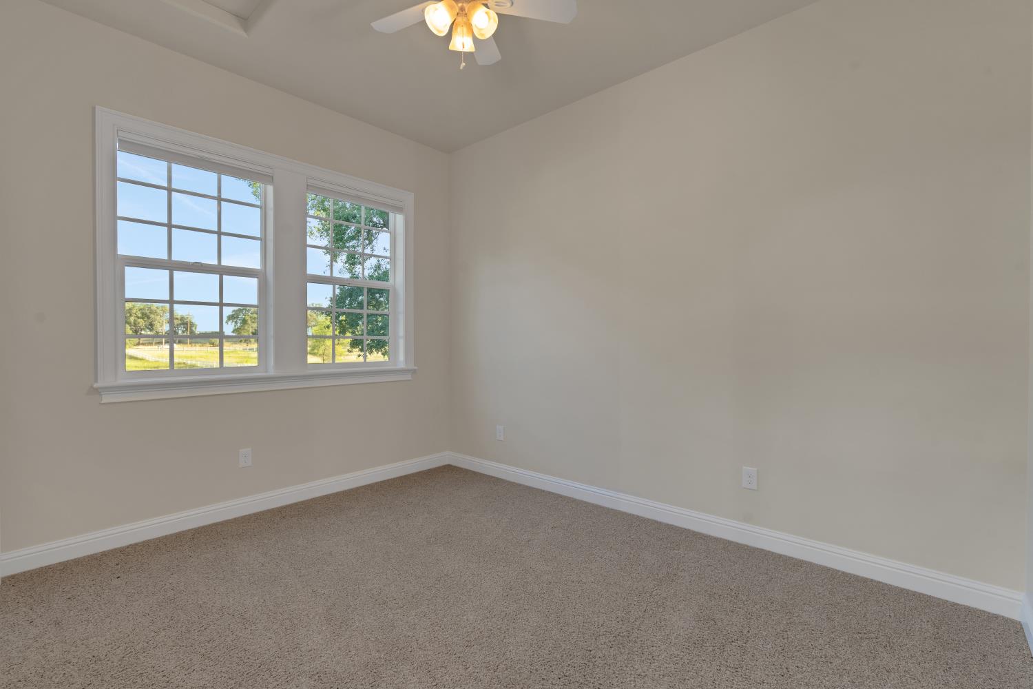 2905 Virginiatown Road Lincoln, CA 95648 - Photo 48 of 86 Guest House-Room featuring neutral wall tones, plush carpeting, a ceiling fan with integrated lighting, and white baseboards