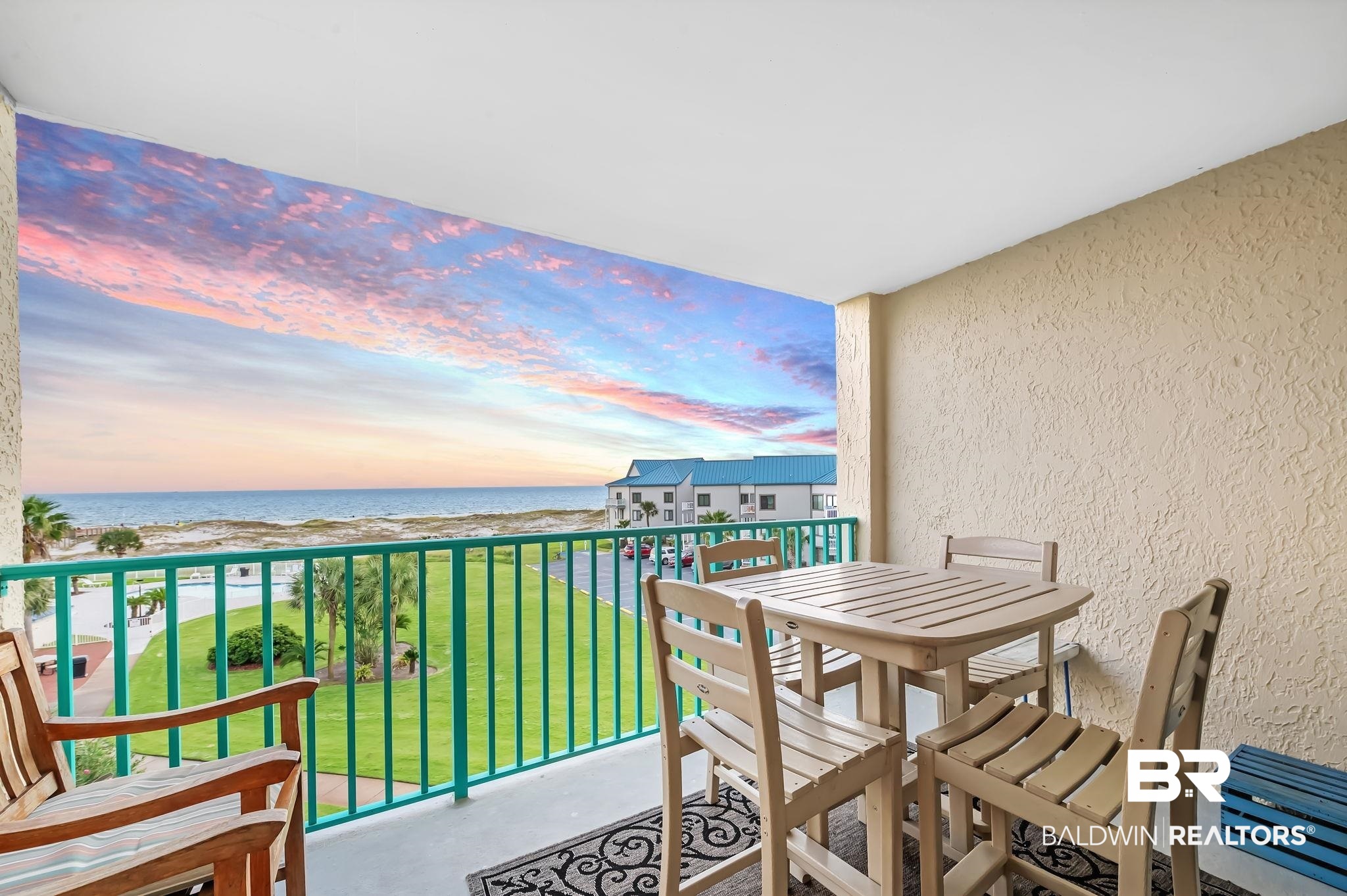 645 Plantation Road, Unit 6412 Gulf Shores, AL 36542 - Photo 70 of 72 Balcony at dusk with a view of the beach and a water view