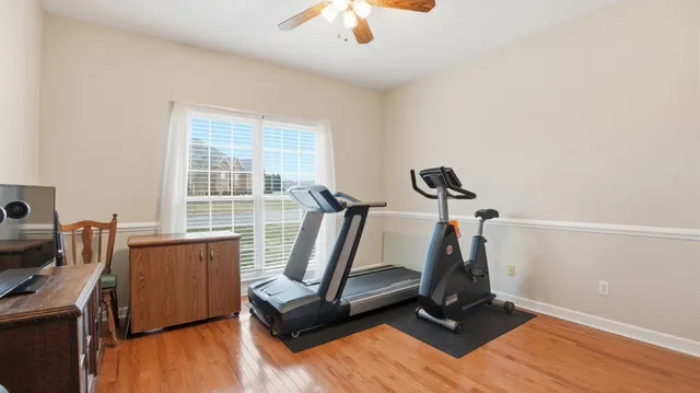 a view of a room with gym equipment
