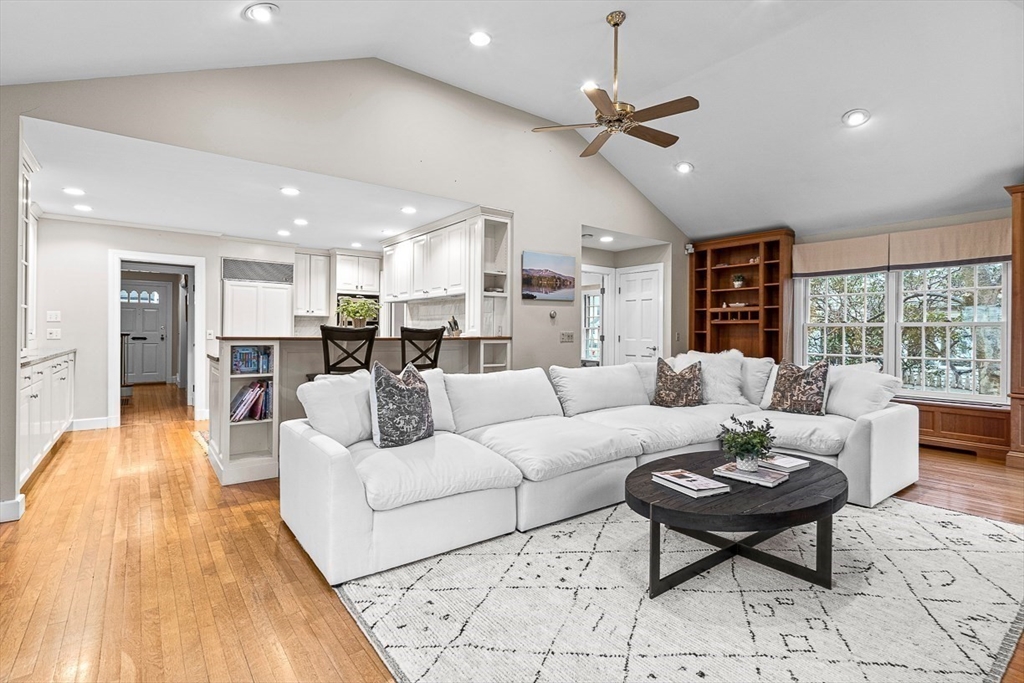 24 Garrison Road Wellesley, MA 02482 - Photo 10 of 32 a living room with furniture kitchen view and a wooden floor