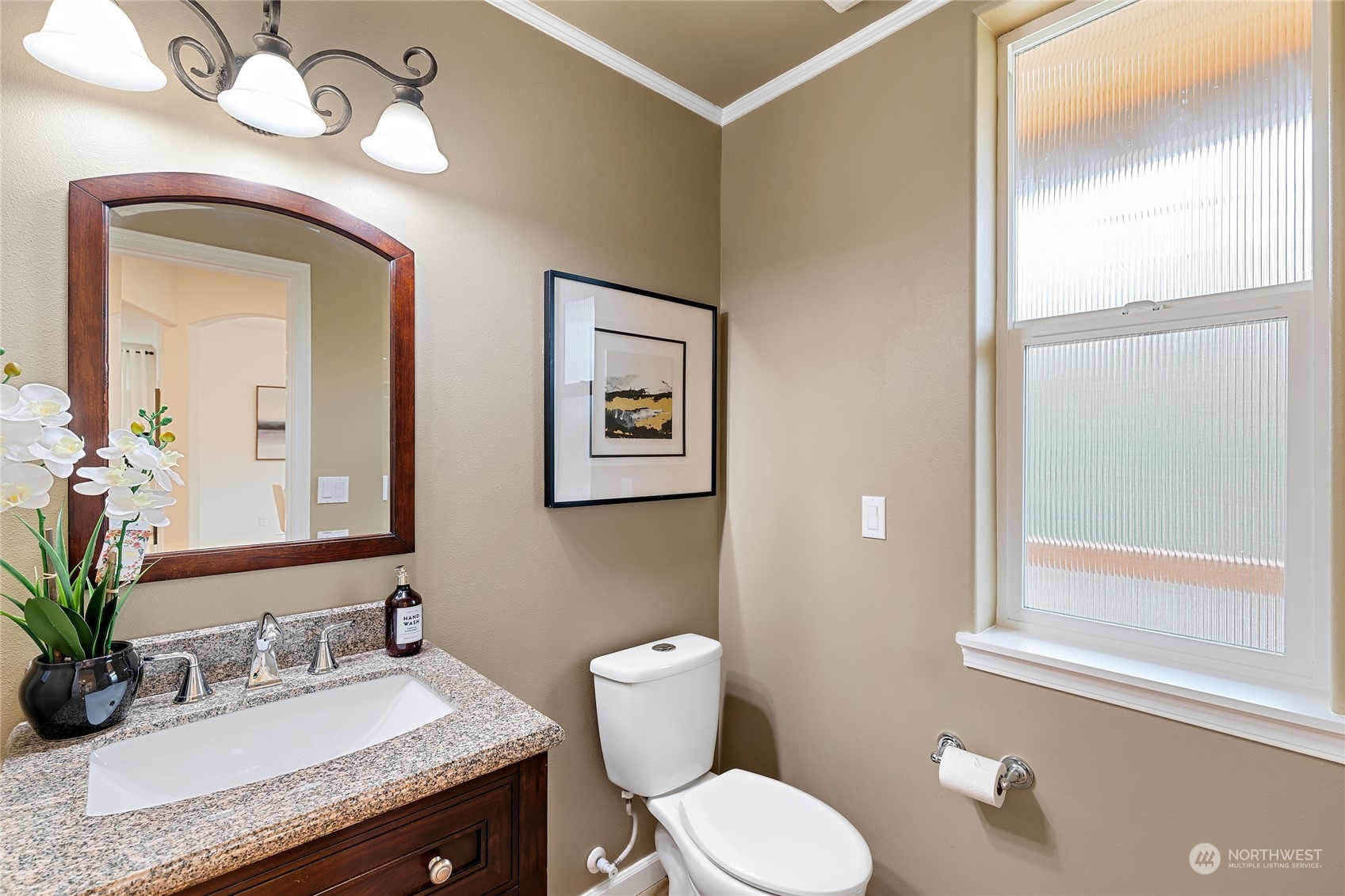 1700 235th Place Southwest Bothell, WA 98021 - Photo 15 of 36 a bathroom with a granite countertop sink mirror and toilet