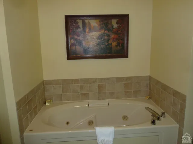 a bathroom with a bathtub
