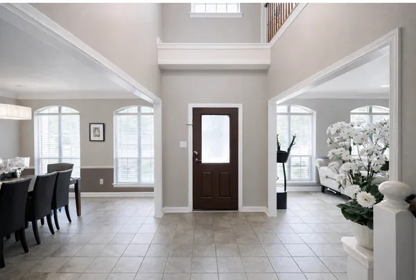 a view of a livingroom with furniture and windows