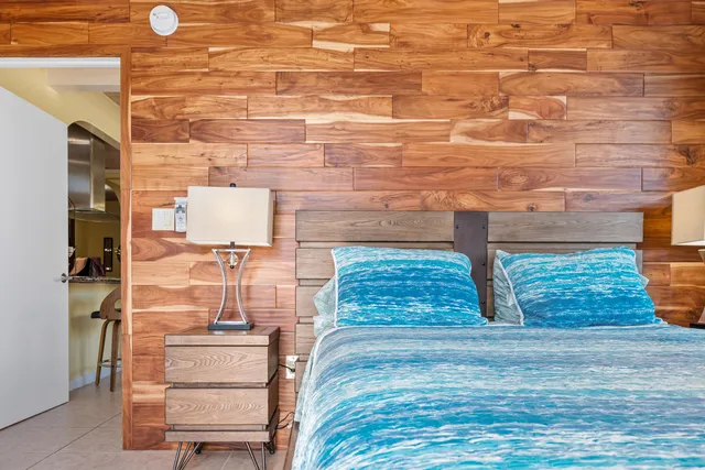 a view of a lake with a sitting area