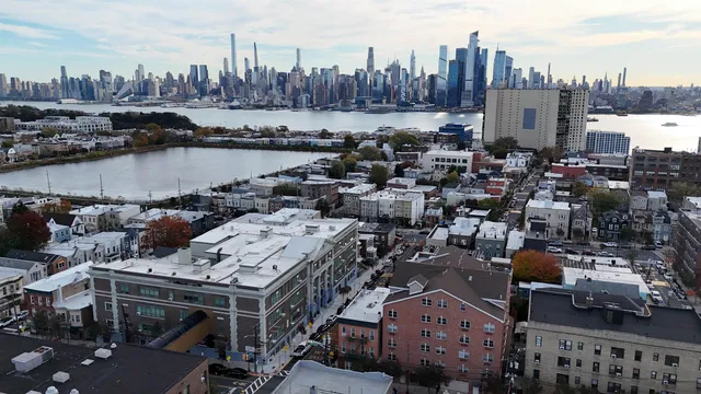 a front view of a building with balcony