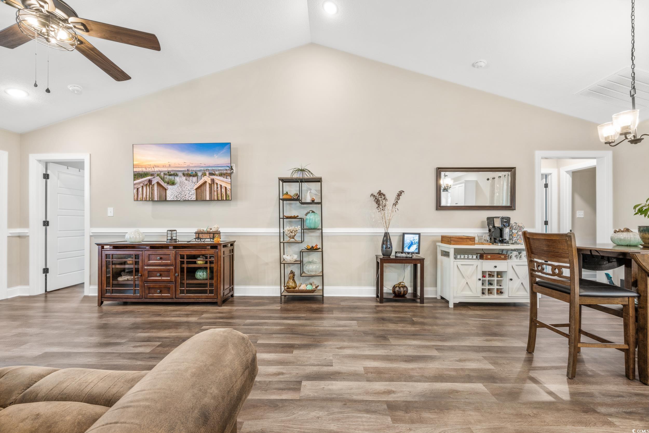 3390 Dusty Road Loris, SC 29569 - Photo 8 of 33 Living room featuring high vaulted ceiling, hardwo