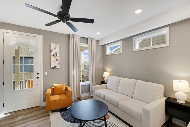 a living room with furniture