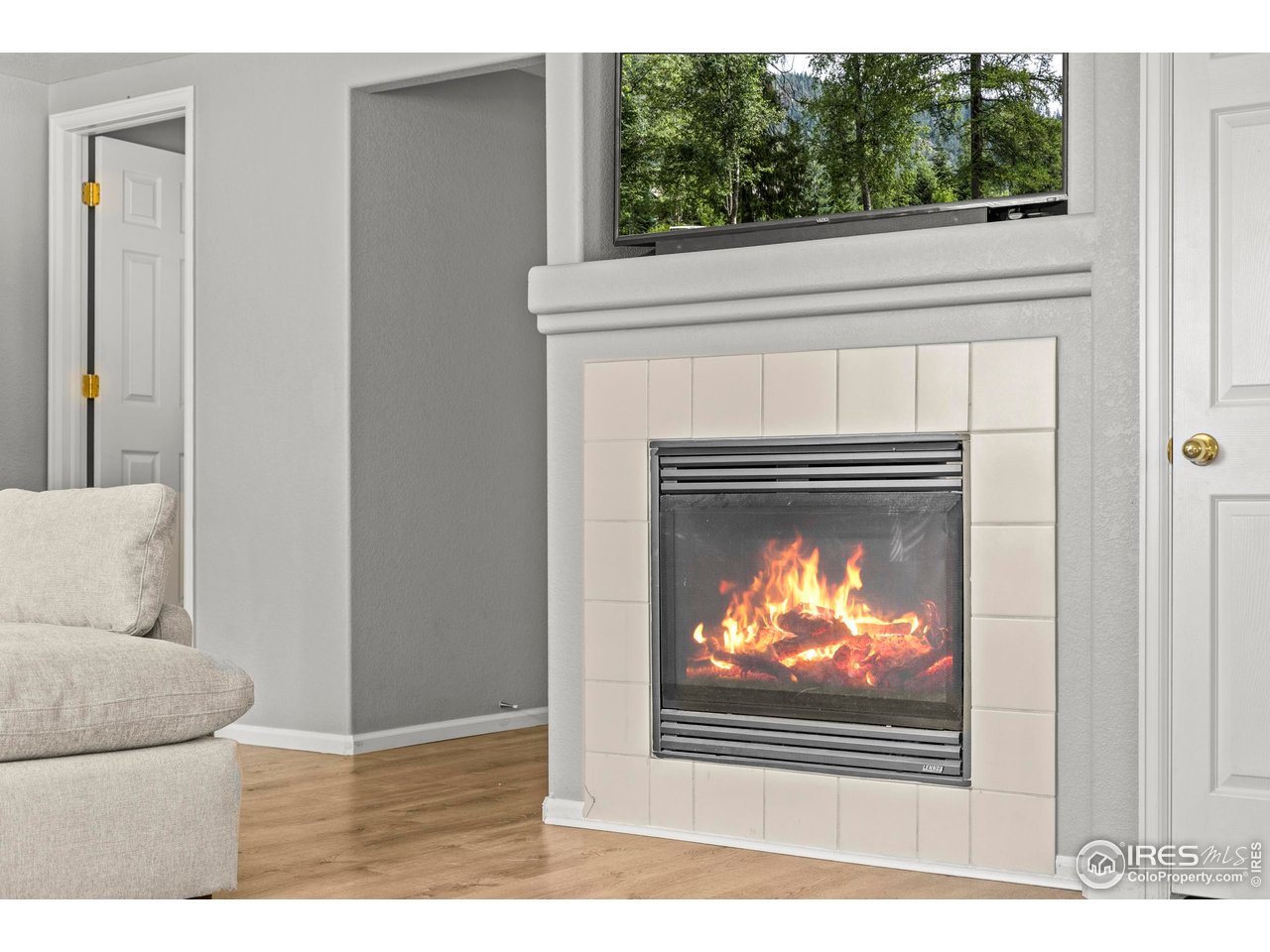 10688 Durango Place Longmont, CO 80504 - Photo 45 of 49 a living room with a fireplace and a wooden floor