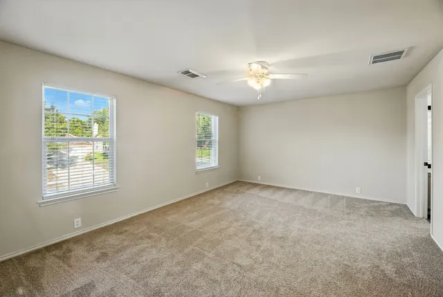 a view of a room with racks on the wall