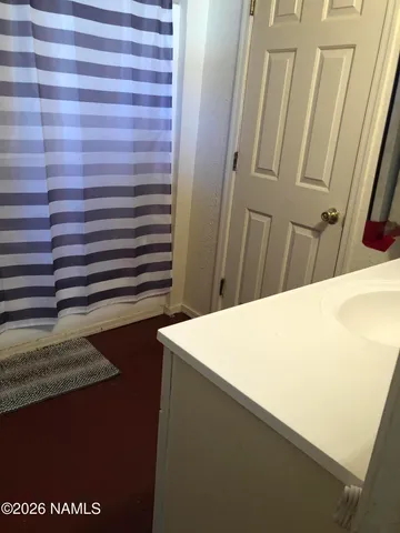 a bathroom with a sink a toilet and a shower