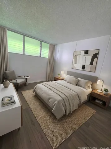 a bedroom with bed and window