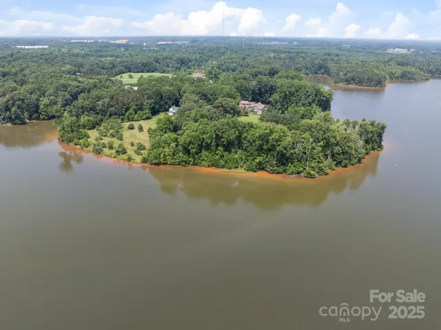 a view of a lake with a city view
