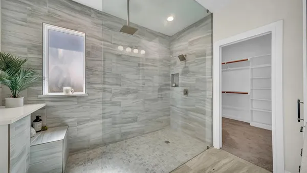 a bathroom with a shower