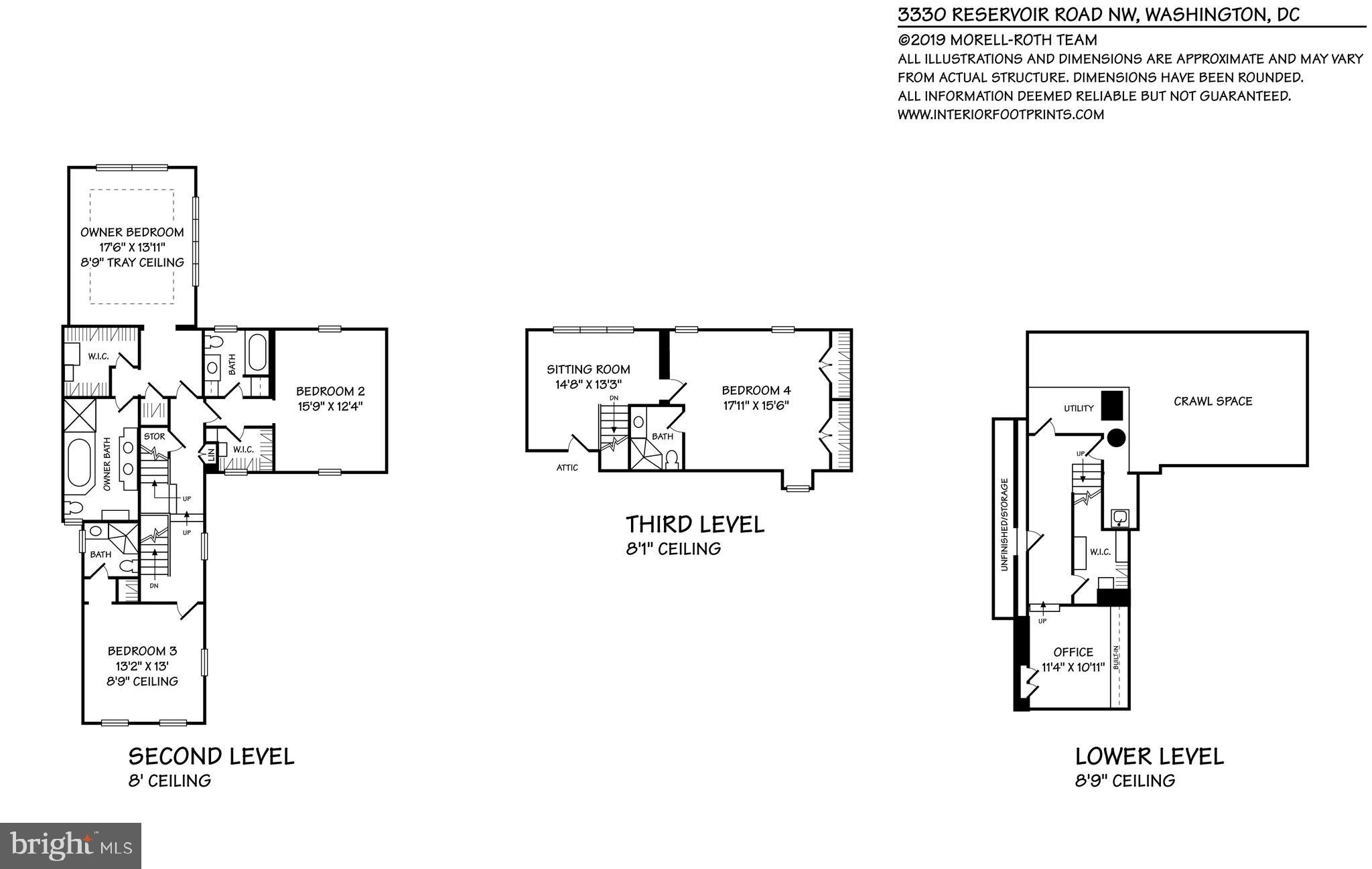 3330 Reservoir Road Northwest Washington, DC 20007 - Photo 25 of 25 SECOND, THIRD AND LOWER LEVEL FLOORPLAN