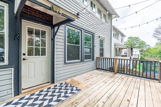 a view of a wooden deck
