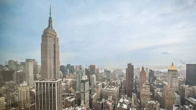 a view of a city with tall buildings