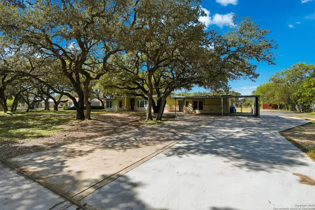 a front view of a house with a tree