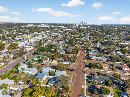 an aerial view of a city
