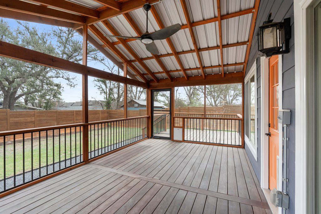 3404 Touchstone Street Austin, TX 78723 - Photo 24 of 32 Unfurnished sunroom featuring ceiling fan and a deck