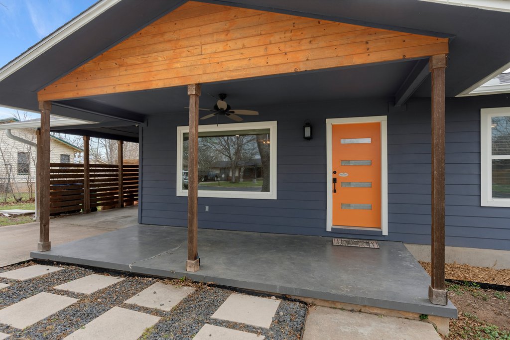 3404 Touchstone Street Austin, TX 78723 - Photo 3 of 32 Entrance to property with a patio and ceiling fan