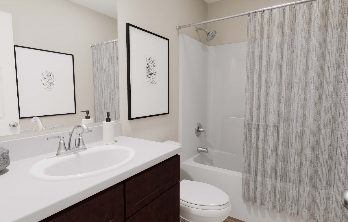 3812 Keller Road Temple, TX 76504 - Photo 16 of 18 a bathroom with a sink a toilet and shower curtain
