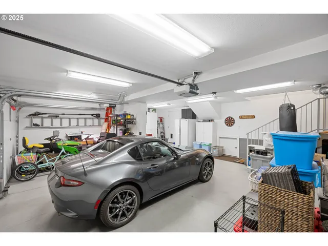 a car parked in a garage